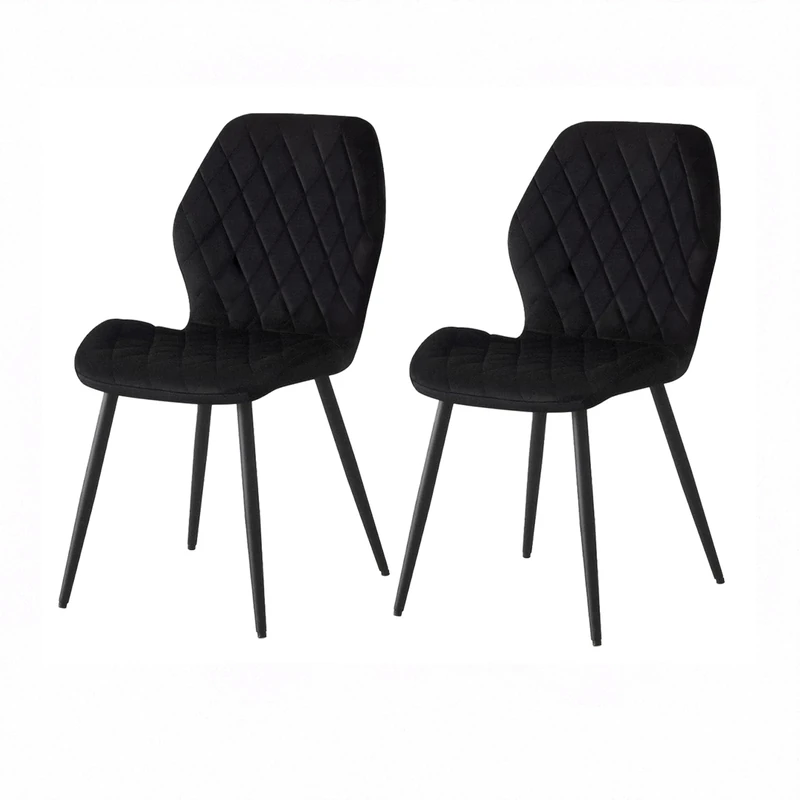 Weegstok Velvet Dining Chairs Set of 2 Kitchen Chairs Dining Room Lounge Reception Chairs with Metal Legs for Living Room Bedroom, Black
