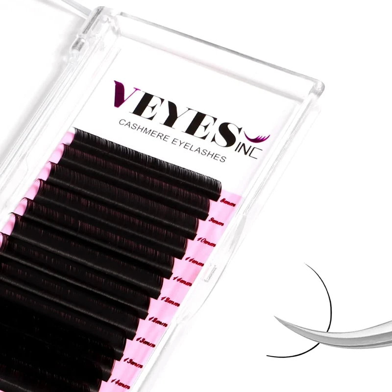 VEYES INC Cashmere Individual Lash Extensions 0.03-0.20 B/C/CC/D/J/M Curl 8-20mm Mixed & Single Length Trays, Matte Black, Professional Supplies for Lash Techs(0.15 CC 8-16mm)