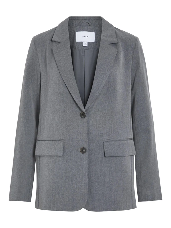 Vila VIVARONE Female Blazer Loose Fit, Medium Grey Melange, 14