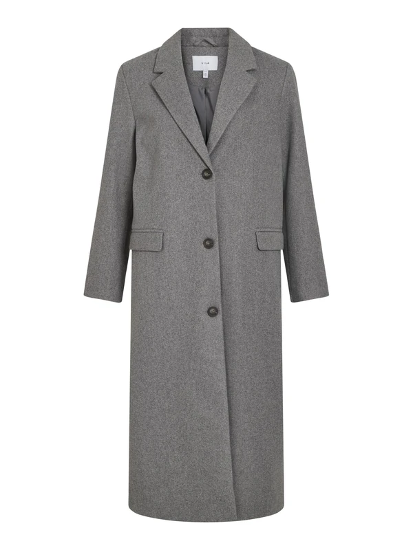Vila VISOLO L/S Coat - Noos, Medium Grey Melange, 44