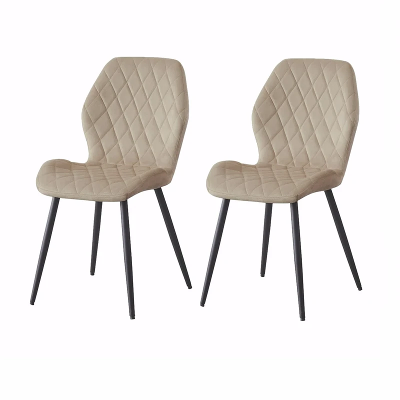 Weegstok Velvet Dining Chairs Set of 2 Kitchen Chairs Dining Room Lounge Reception Chairs with Metal Legs for Living Room Bedroom,Champagne