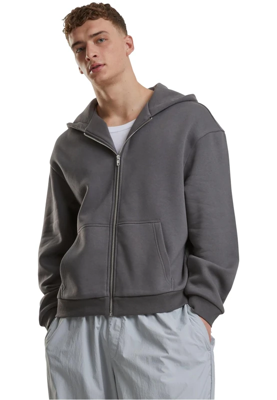 Urban Classics Men's Fluffy Zip Hoodie, Fluffy Hoodie with Zip, Zip Hoodie for Men, Oversize Fit, magnet, S