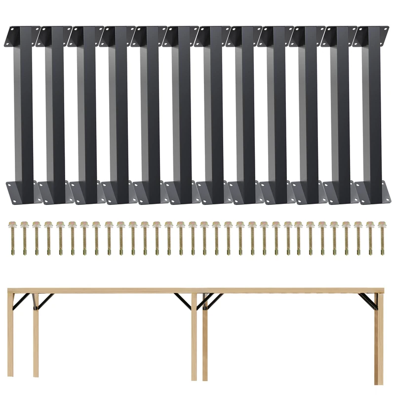 Grehitk 12PC 45 Degree Angle Support Bracket, Pergola Kit Heavy Duty Connector Brace Bracket Kit for Pergolas for for Gazebos Patio Pergolas Log Cabin Elevated Wood Stand Kit