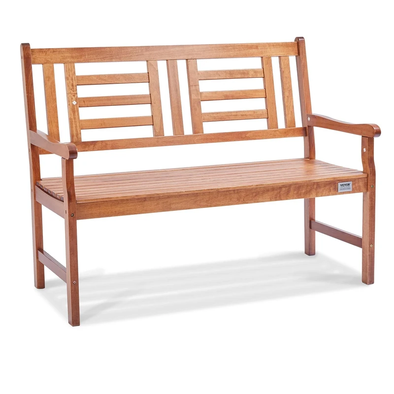 VEVOR Outdoor Bench - 48" Wood Garden Bench with Backrest & Armrests, 700 lbs Capacity, Perfect for Garden, Park, Yard & Porch