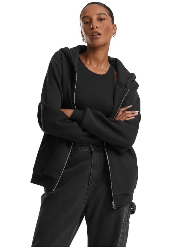 Urban Classics Men's Tb7286-ladies Fluffy Zip Hoody Sweatshirt, Black, 5XL - Image 1