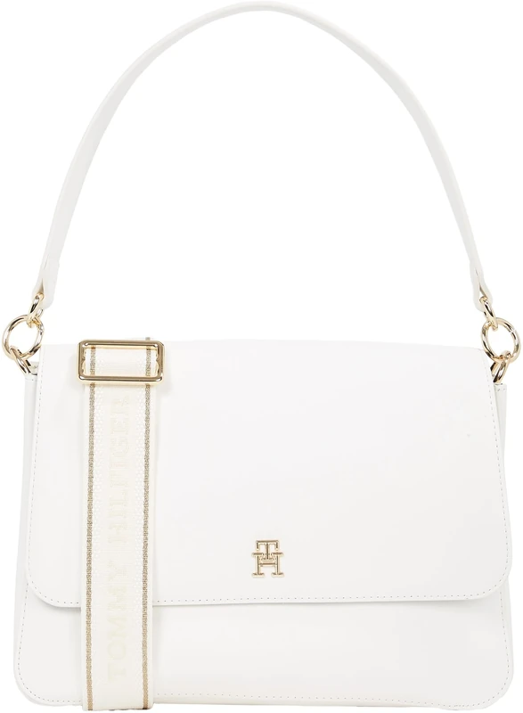Tommy Hilfiger Women's Joy Shoulder Bag with Logo, White (Ecru), One Size