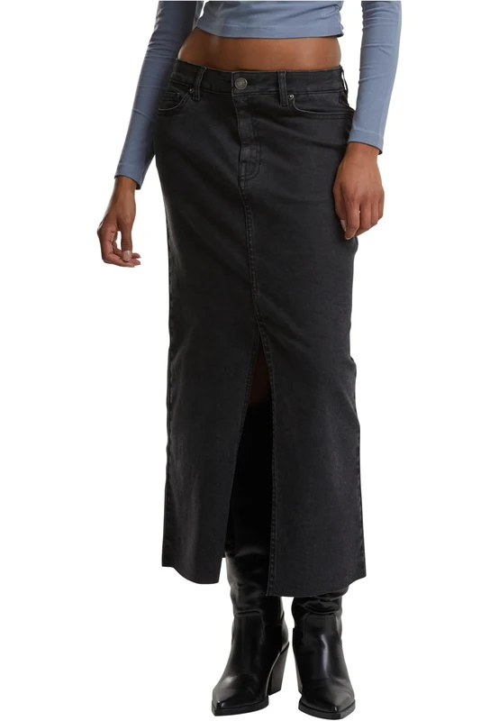 Urban Classics Women's Tb7092-ladies High Slit Denim Skirt, Black Washed, 8 - Image 1