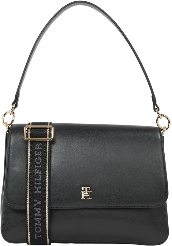 Tommy Hilfiger Women's Joy Shoulder Bag with Logo, Black (Black), One Size