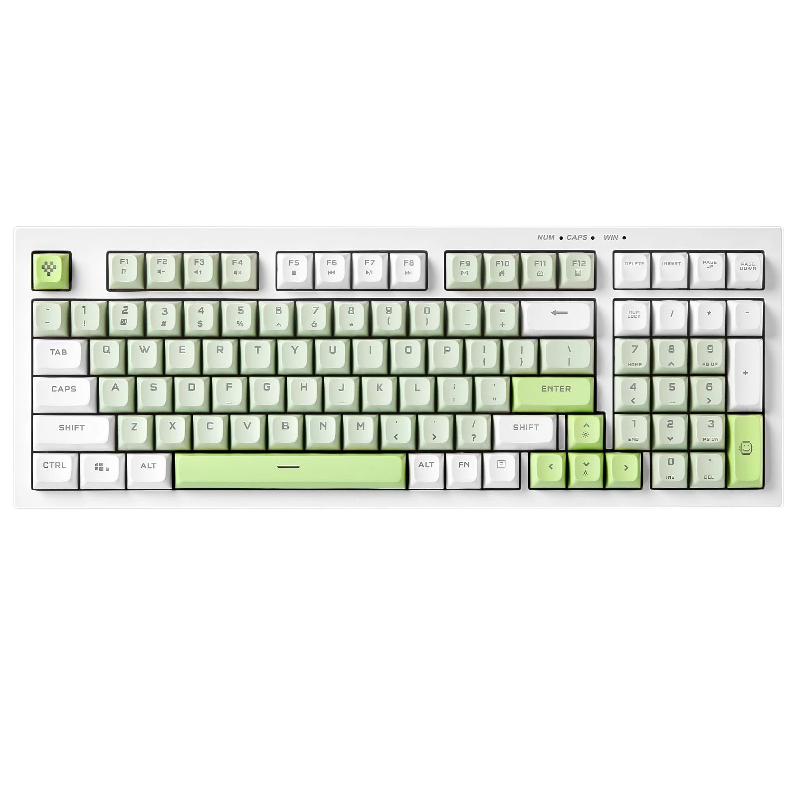 YUNZII D98 Membrane Keyboard,Green Keyboard RGB Backlit Quite,Full Numpad,Spill Resistance, Anti-ghosting USB Wired Green White Gaming Keyboard 98 Keys for PC Gaming Office(Green&White)