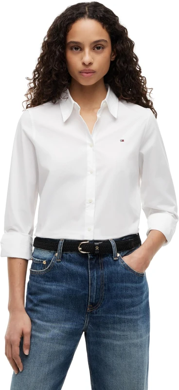 Tommy Hilfiger Women’s Cotton Shirt, White (Th Optic White), 6