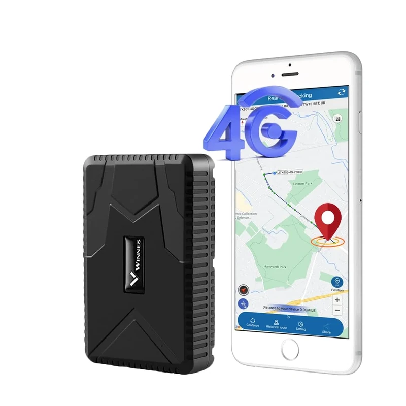 Winnes Strong Magnetic GPS Tracker for Car Outdoor Accurate Location Tracking 10,000mAh Big Battery Powered, Multiple Car Alarms, Support Mobile phone, Computer, Multiple People Login at the Same Time