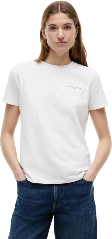 Tommy Hilfiger Women’s Short Sleeve T-Shirt 1985 Crew Neck, White (Nos Ecru), S - Image 1