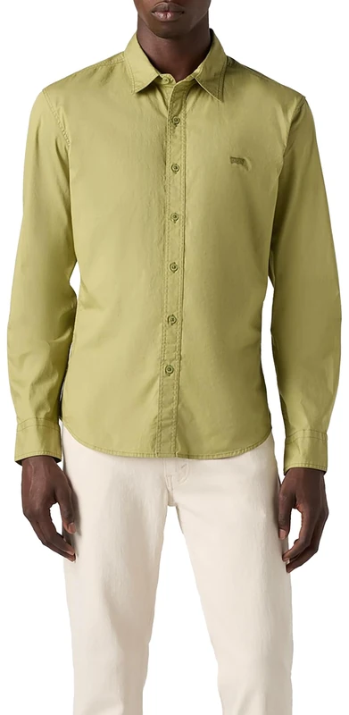 Levi's Men's Long-Sleeved Battery Housemark Slim Shirt, Sage, S