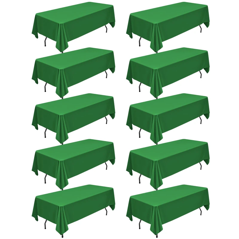 10 Packs Green Polyester Tablecloth 60 x 102 inch Rectangle Table Cloth for 6 Foot Tables Wrinkle Resistant Washable Fabric Table Cover Polyester Brown Table Cloth for Party,Wedding, Banquet