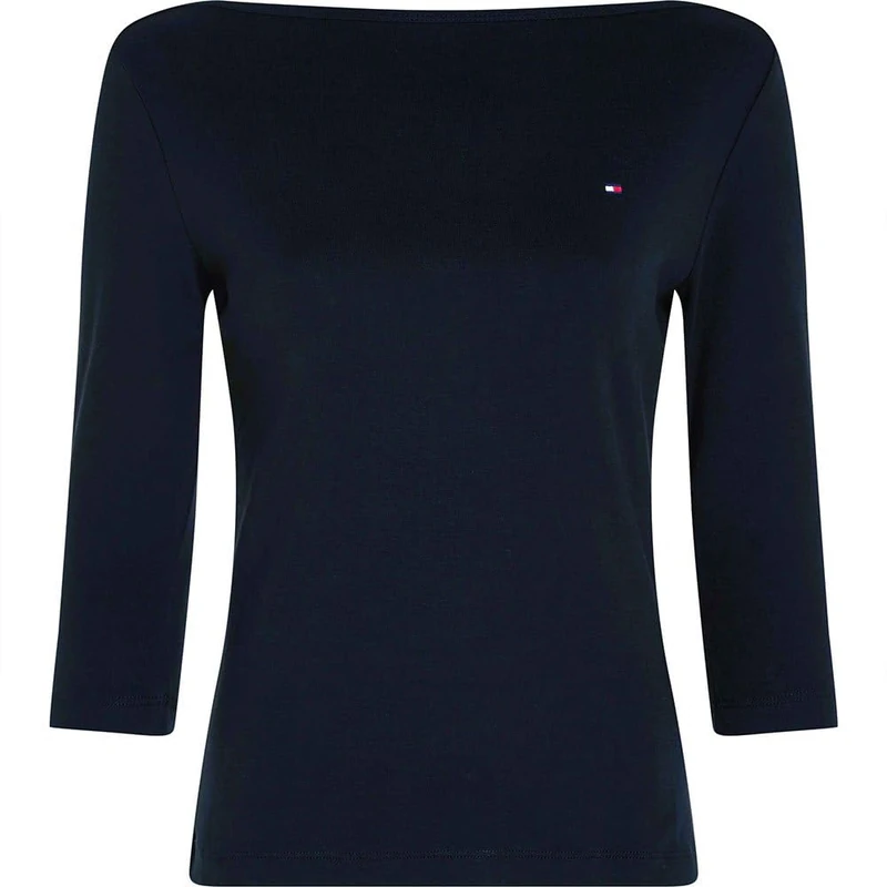 Tommy Hilfiger Women’s Long Sleeve Slim Fit New Cody Top with Boat Neck, Blue (Nos Desert Sky), XL