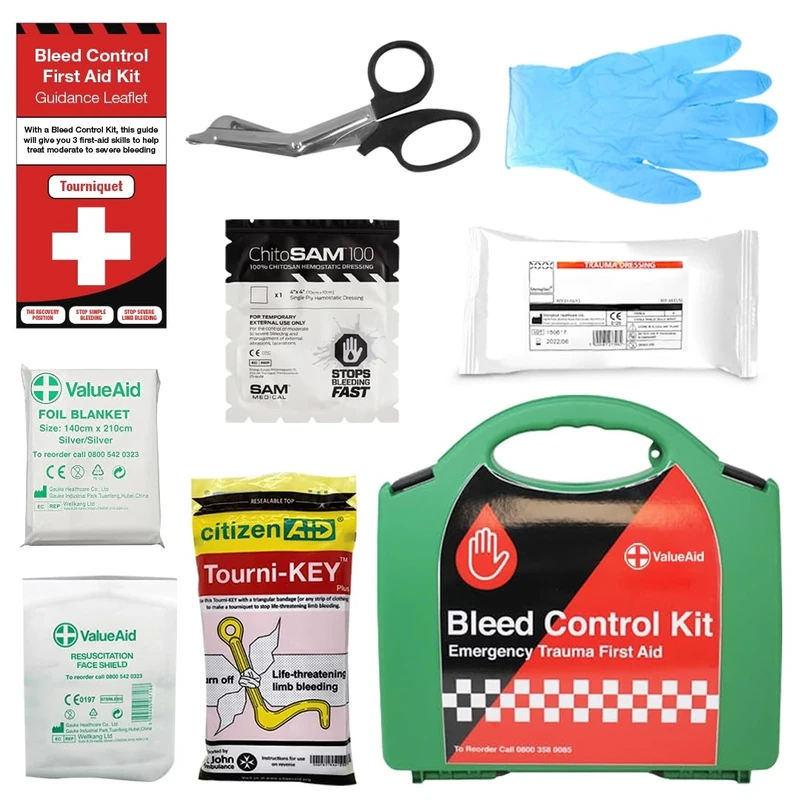 Value Aid Professional Bleed Control Kit with Tourni-Key in Hard Case - First Aid Kit with Haemostatic Dressing & Trauma Bandages - Rapid Response Medical Supplies for Severe Injuries