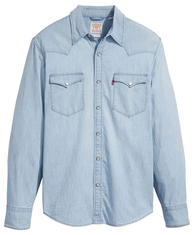 Levi's Men's Barstow Western Standard Shirt, Burnett Light Chambr, XXL