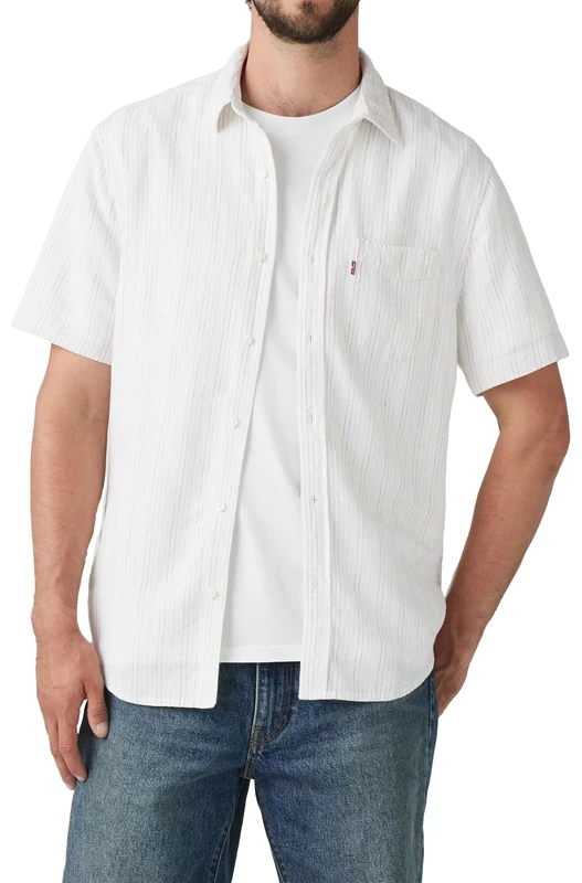 Levi's Sunset Men's Short-Sleeved 1-Pocket Standard Shirt, Carlin Stripe Bright, M