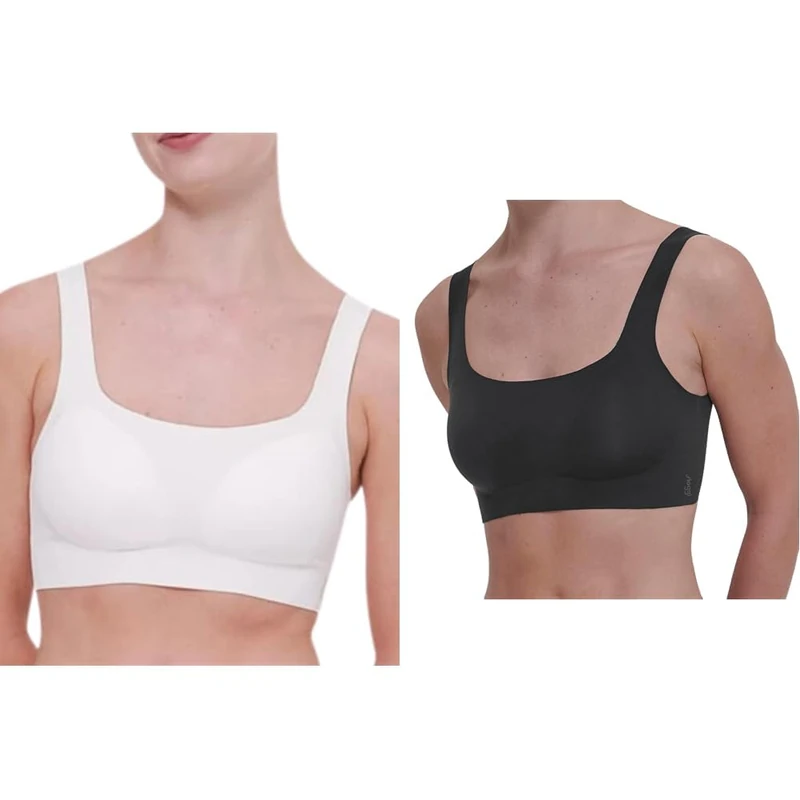 Sloggi Women's Zero Feel 2.0 Top, Silk White, S + Zero Feel 2.0 Top, Black, S