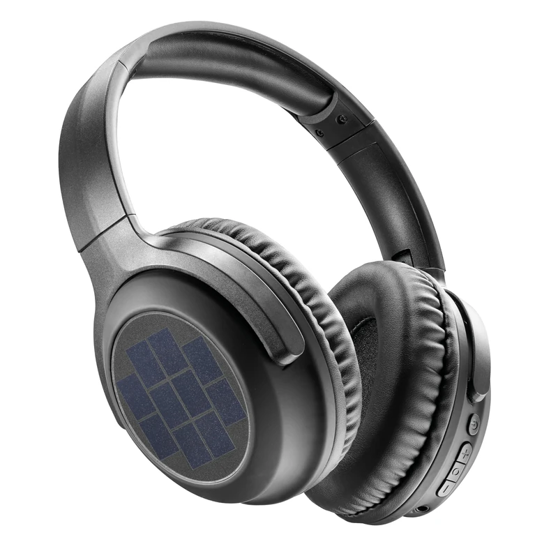 Music Sound - SUNBEAT - Wireless headphone with solar panels - 40 hours Playtime - Adjustable soft headband - Dual charging modes: USB-C cable or solar panels - Black - Image 1