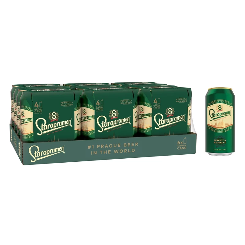 Staropramen Premium Czech Style Pilsner Lager 24 x 440 ml (Cans)