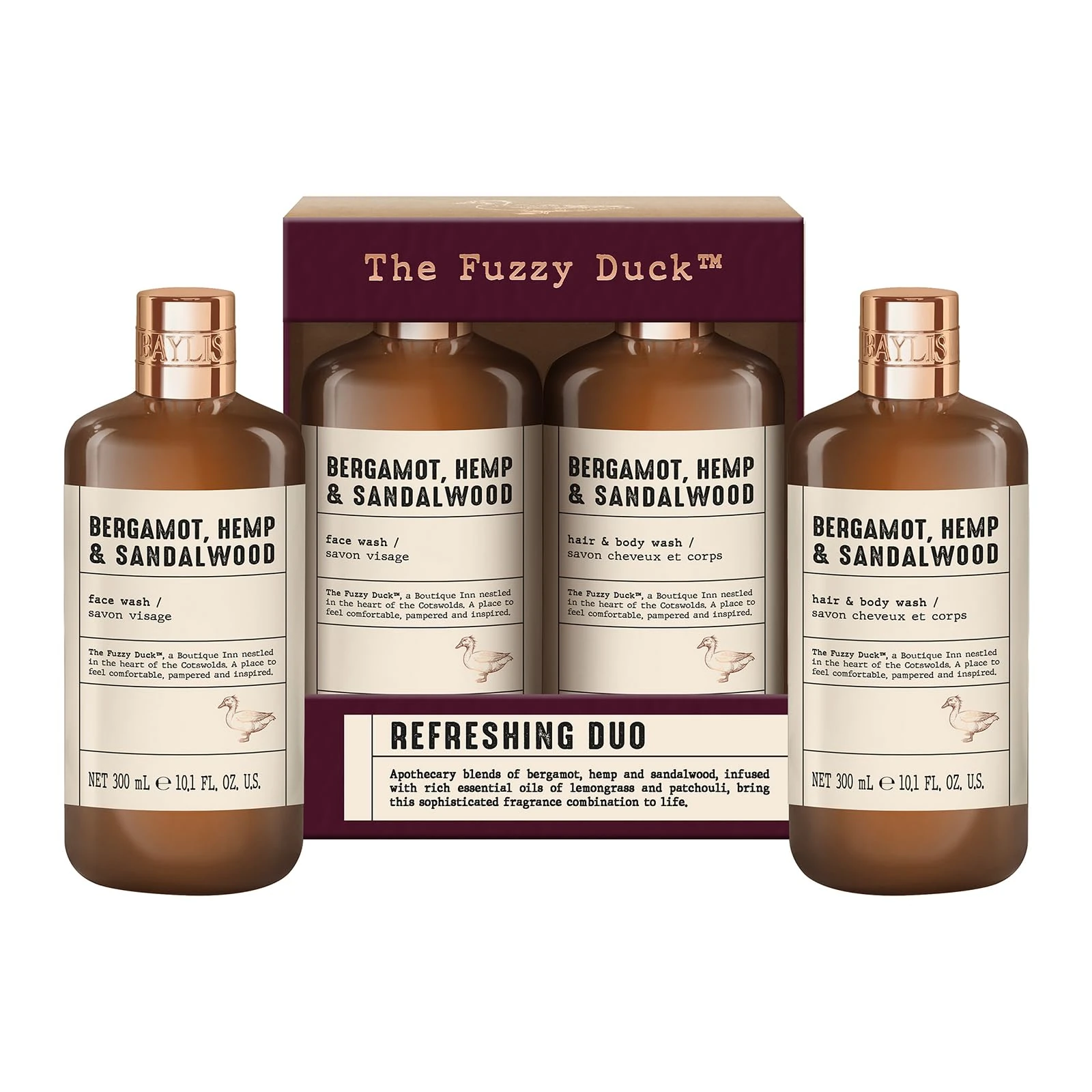 Baylis & Harding The Fuzzy Duck Bergamot, Hemp & Sandalwood Men's Refreshing Duo Gift Set (Pack of 1) - Vegan Friendly