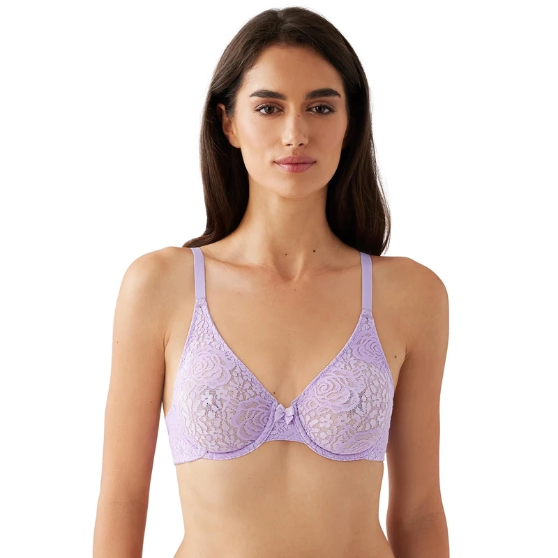 Wacoal Women's Halo Lace Unlined Convertible Underwire Bra, Purple Rose, 38C