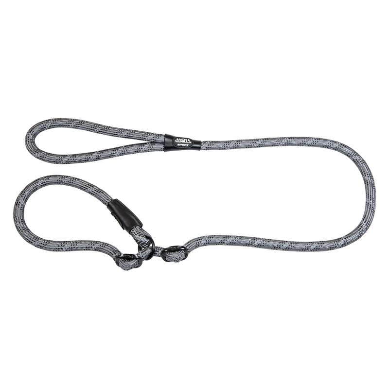 Jack and Vanilla - Luminous Dots Dog Choke Lead - Strap with Bright Spots, High Visibility for Walking, Outings - Colour: Grey, Size 12 mm x 140 cm