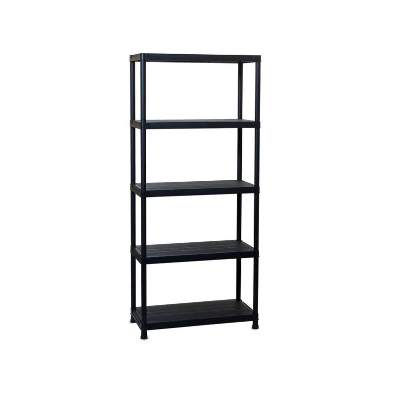 Avilia Multi-purpose 5-Tier Shelving Unit for Indoor and Outdoor Use, Wall Mounting Kit Included, Plastic, 71 x 35 x 180 cm, 100 kg Maximum Load Capacity, Black - Image 1
