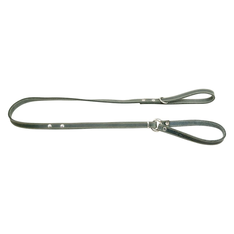 JACK AND VANILLA, Martingale Dog Lead, Greasy Leather Model, Grey, Size 16 mm x 128 cm