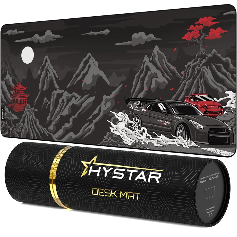 Hystar Extended Gaming Mouse Pad | XXL 36" x 16" | 5mm Thick, Waterproof Surface, Smooth Polyester Fabric, and Natural Rubber Base | Drift