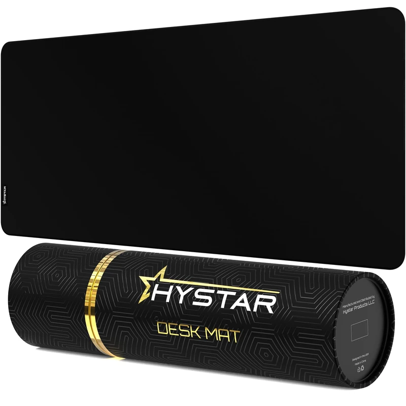 Hystar® Extended Gaming Mouse Pad | XXL 36" x 16" | 5mm Thick, Waterproof Surface, Smooth Polyester Fabric, and Natural Rubber Base | Classic Black - Image 1