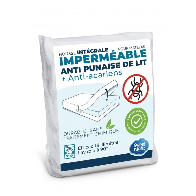 SWEET NIGHT Sweetnight Waterproof Mattress Cover 90 x 200 cm | Bed Bug and Anti-Dust Mite | Renovates Mattress | Zip | No Chemical Treatment | EP. up to 30 cm