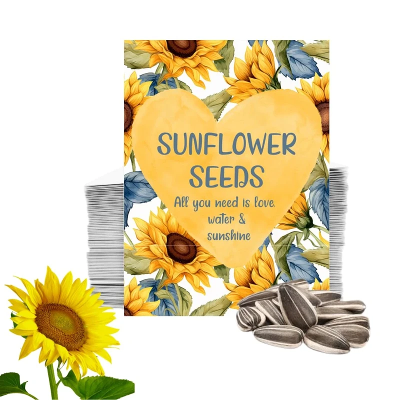 Blooming Memories 50 x Funeral Seed Packets with Sunflower Seeds/Funeral Favours for Guests to Grow Funeral Flowers/Perfect Funeral Decorations & Funeral Gifts