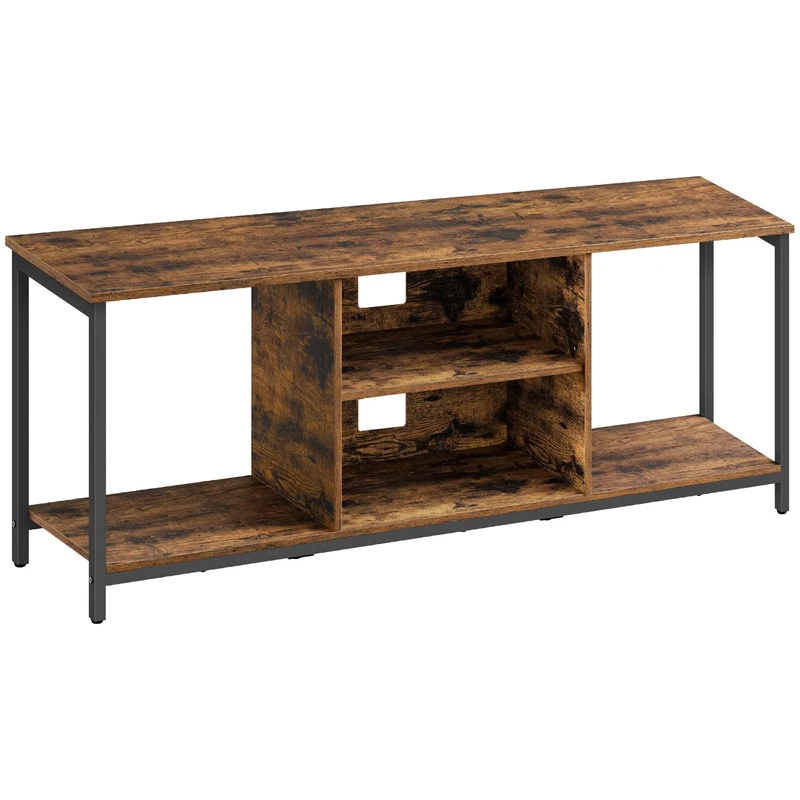 VASAGLE TV Stand for TV up to 65 Inches, TV Cabinet with Open Shelves, TV Console for Living Room, Entertainment Room, Rustic Brown and Ink Black LTV061K01