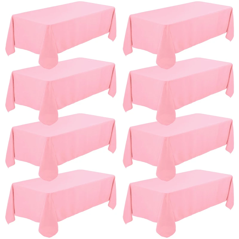 Fivenl 8 Pack Pink Tablecloth 70 x 120 Inch, Premium Rectangle Table Clothes for 6 or 8 Foot Rectangle Table, Washable Polyester Fabric Table Covers for Wedding Party Reception Banquet Buffet