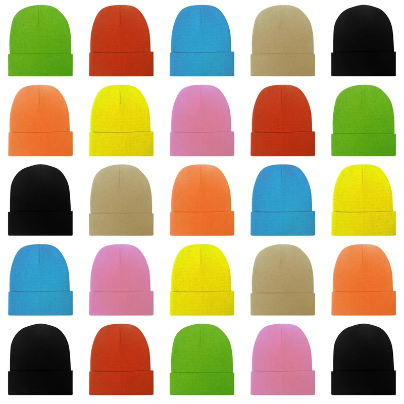 LYDTICK 25 Pack Winter Beanie Hats Bulk for Men Women, Wholesale Knit Beanies Cold Weather Skull Caps, Bright Color, M/One Size