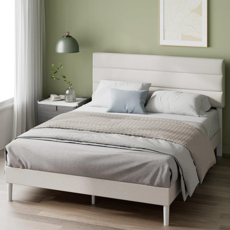 Zinus Platform, Engineered Wood, Off White, 140 x 190 cm - Image 1