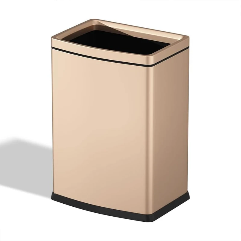 YOJIA 18 Liter / 4.7 Gallon Gold Dual Trash Can, Slim Open Top Office Trash Can, Commercial Grade Heavy Gauge Small Trash Can, Brushed Stainless Steel(18L Champagne Gold)