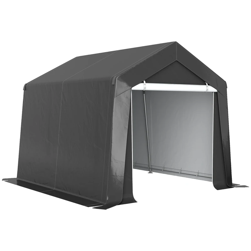 Outsunny 3 x 3(m) Garden Storage Tent, Portable Shed with Heavy Duty Galvanised Steel Frame, Ventilation Window, Roll-up Zipper Door, for Bike, Motorbike, Garden Tools, Dark Grey - Image 1