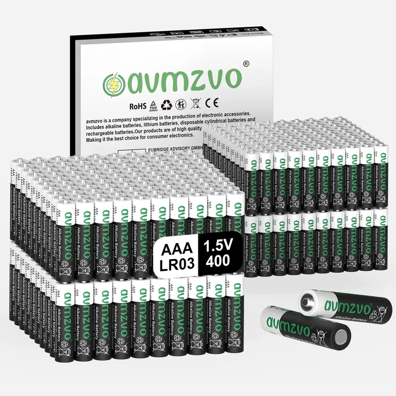 avmzvo AAA batteries, pack of 400, LR03 1.5 V alkaline battery, long-lasting power, powerful, can be used for toys, alarm clocks and other electronic devices