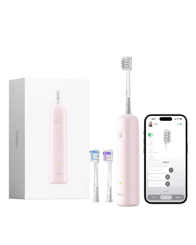 Laifen Wave Electric Toothbrush, Oscillation & Vibration Sonic Electric Toothbrush for Adults with 3 Brush Heads, IPX7 Waterproof Magnetic Rechargeable Travel Powered Toothbrush (ABS Pink)
