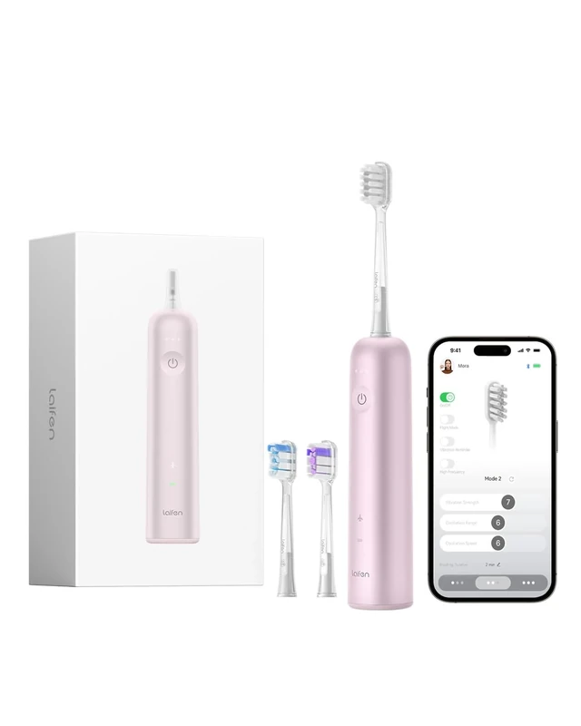 Laifen Wave Electric Toothbrush, Oscillation & Vibration Sonic Electric Toothbrush for Adults with 3 Brush Heads, IPX7 Waterproof Magnetic Rechargeable Travel Powered Toothbrush (Aluminium Pink)