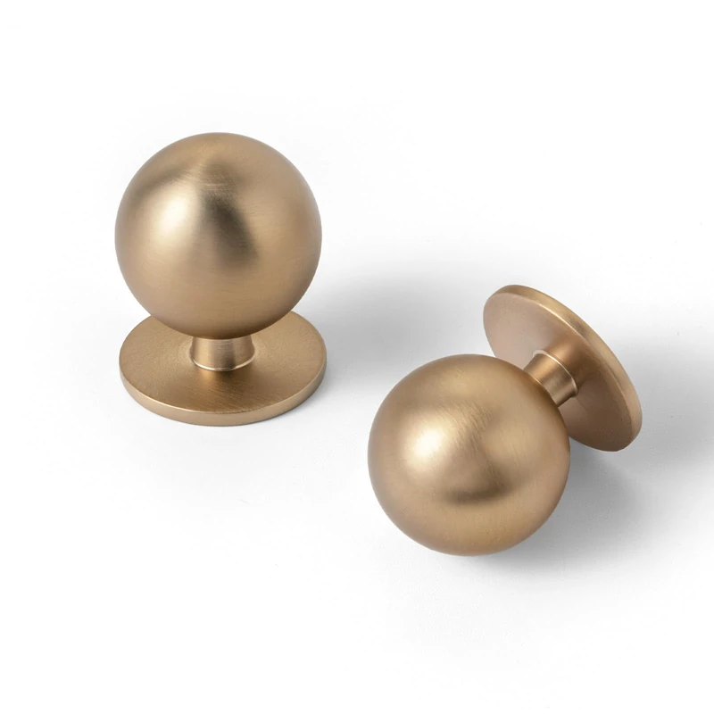 Yanxia Set of 12 -Sleek Round Champagne Bronze Cabinet Knobs - Modern and Minimalist Hardware for Stylish Home Enhancement - 1 1/8 Inch Diameter