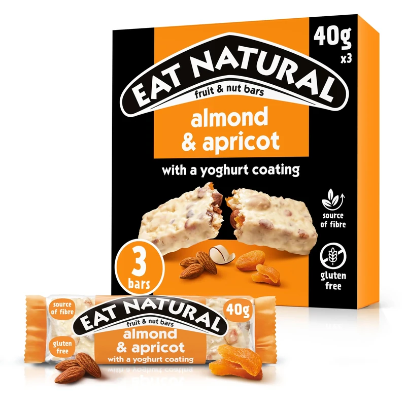 Eat Natural Almond & Apricot with a Yoghurt Coating Fruit & Nut Bars, 3 x 40 g