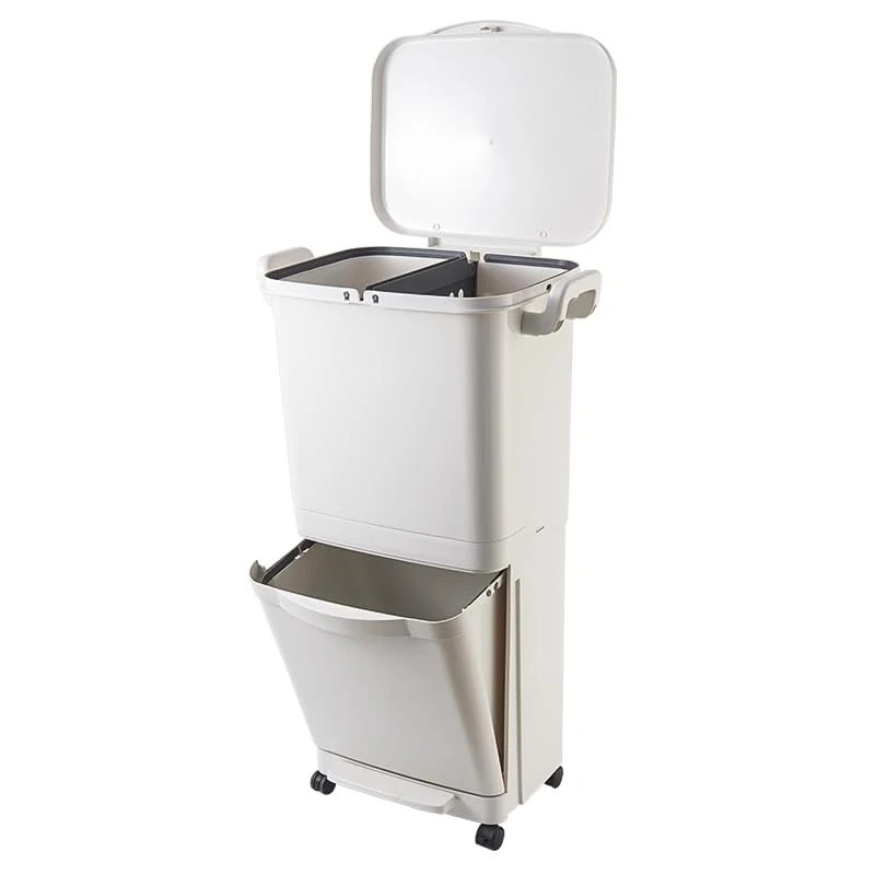 KITCHEN MOVE Valoris 45L Recycling Recycling Bin with Wheels and Handle – Double Compartment 30L + 15L, Dimensions 48.5 x 33.3 x 79 cm - Image 1