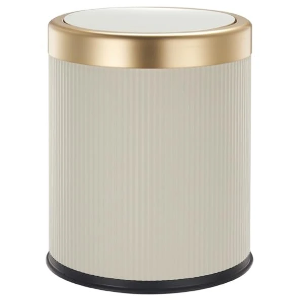 KITCHEN MOVE GLINT Plastic Push Bin 8L White and Gold