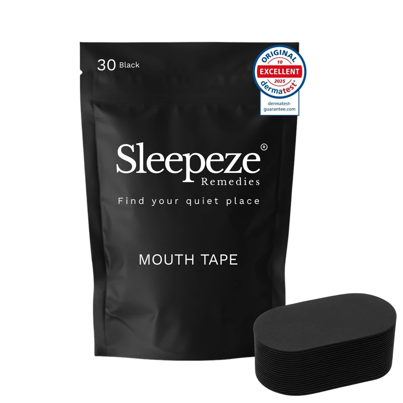 Sleepeze Remedies Mouthtape 30 pack Black, Fabric Anti Snore Mouth Strips for Sleeping, Anti Snoring Tapes, Sleep Strip for Sleeping, Snoring Aid for Women and Men, Improves Nose Breathing, Sleep Tape