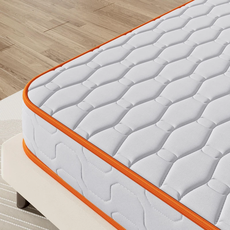 Maxzzz Double Mattress, Double Spring Mattress, Breathable Foam, Durable Spring Mattress - Medium Firmness, Skin-Friendly Single Bed Knitted Fabric Foam Mattress Orange (135x190x14 cm)