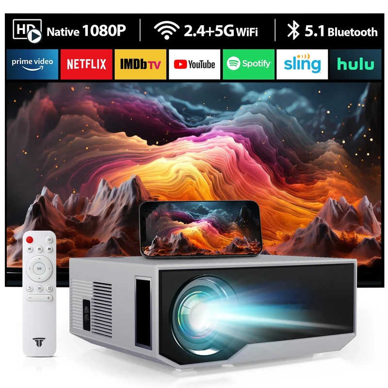 ZDK 2024 New Projector with 5G WiFi Support, Ultra HD 1080P, Projector with 20000Lumens 1013Q